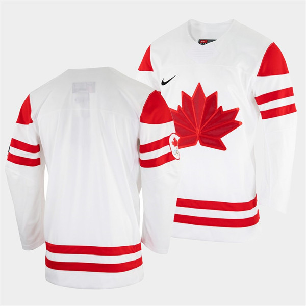 Men's Canada Hockey Blank 2022 Beijing Winter Olympic White Stitched Jersey